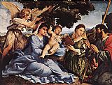 Saints Canvas Paintings - Madonna and Child with Saints and an Angel
